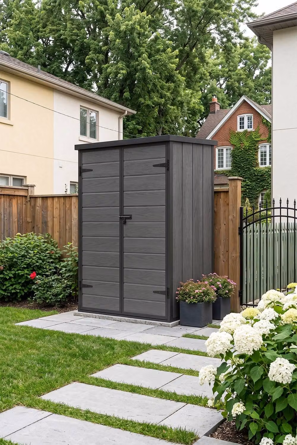 Living and Home Dark Grey Pent Outdoor Garden Tool Storage Shed with Double Doors, W: 152.4 cm, D: 91.44 cm, H: 170 cm – 3