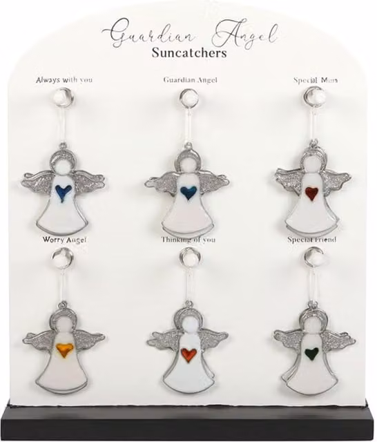KDMK Set of 24 White Glass Angel Hanging Suncatchers