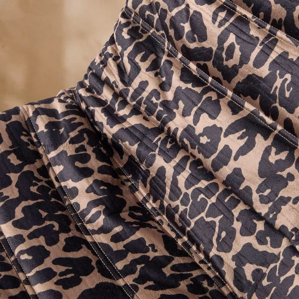 OHS Leopard Print Velvet Bean Bag Chair in Brown – 2