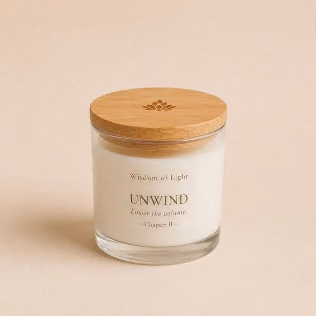 Wisdom of Light Unwind in White Coconut Wax Votive Candle in Glass – 1