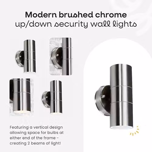 ValueLights Gainsford Modern Silver Stainless Steel Up and Down Outdoor Wall Light – 2