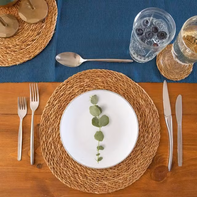 Argon Tableware Round Woven Typha Placemats, Pack of 6, Brown, Diameter: 30 cm