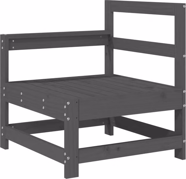 Berkfield Home L-Shape Garden Corner Sofa in Grey Solid Pine Wood – 1