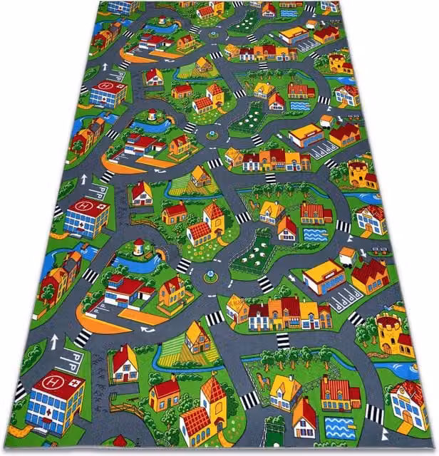 RugsX Little Village Multicolour Kids Motif Square Rug, W x W: 150 x 150 cm – 1