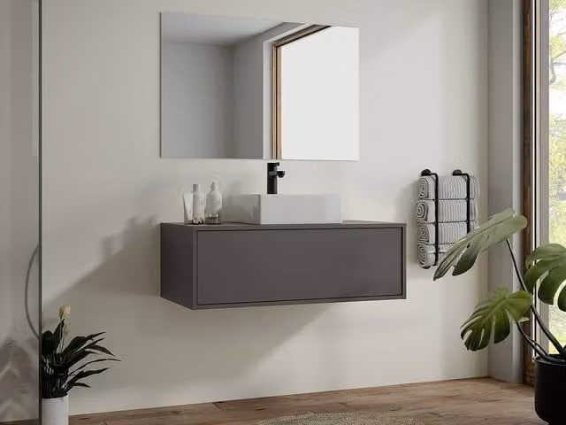 Vente-unique TEANA II Wall-Mounted Vanity Unit in Anthracite Grey – 1