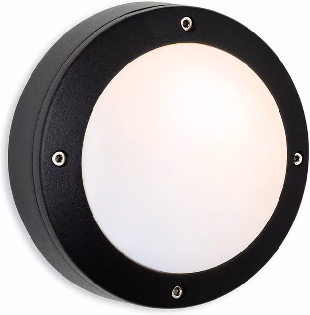 Netlighting Nova Wall Light in Black with White Polycarbonate Diffuser IP44