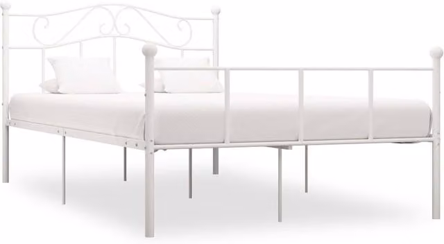Berkfield Home White Metal Bed Frame, W/D/H: 120 x 200 cm