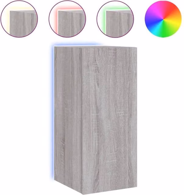 Berkfield Home Modern Wall Mounted TV Cabinet with Integrated LED Lights in Grey Sonoma, W/D/H: 30.5 x 35 x 70 cm – 1