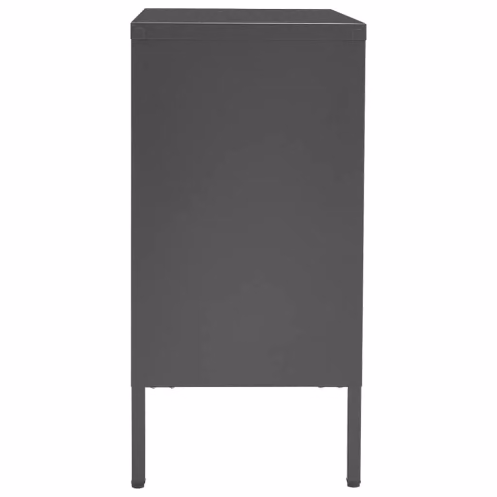 Berkfield Home Anthracite Sideboard in Black with Steel and Tempered Glass, W/D/H: 75 x 35 x 70 cm – 3