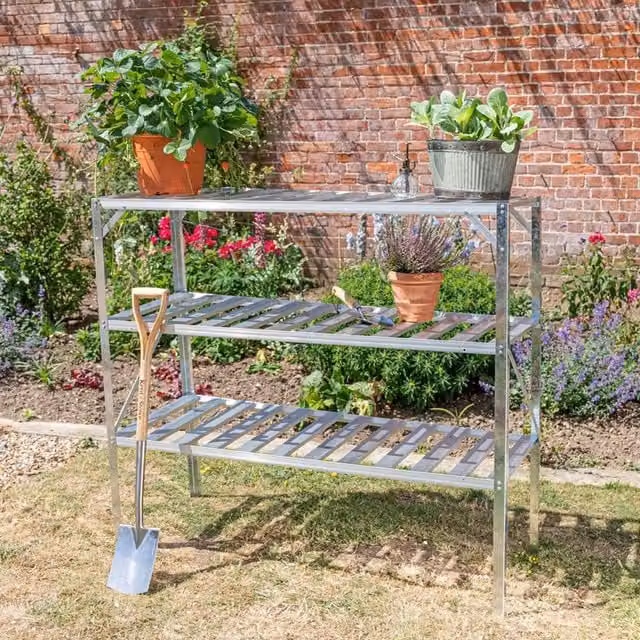 Primrose 4 Tier Mini Freestanding Greenhouse Plant Stand with Removable Cover in Silver