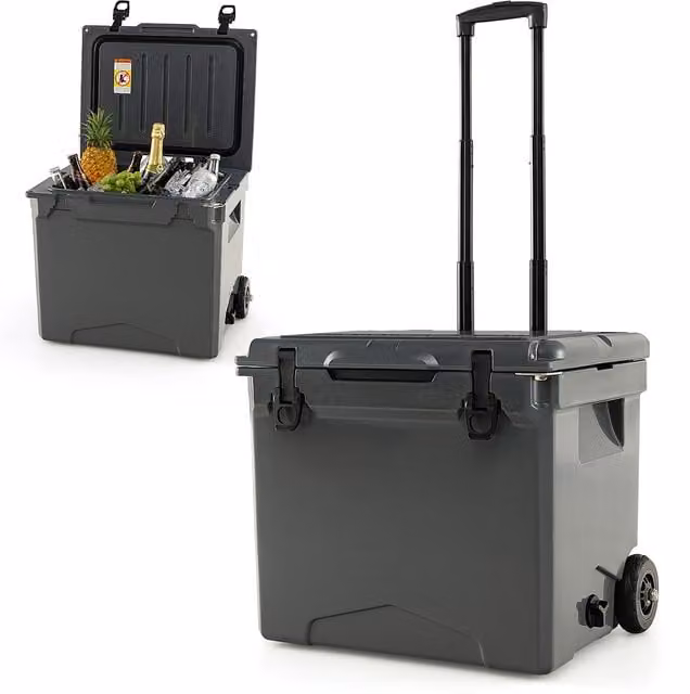 COSTWAY Portable Hard Rotomoulded Plastic Cooler, Grey