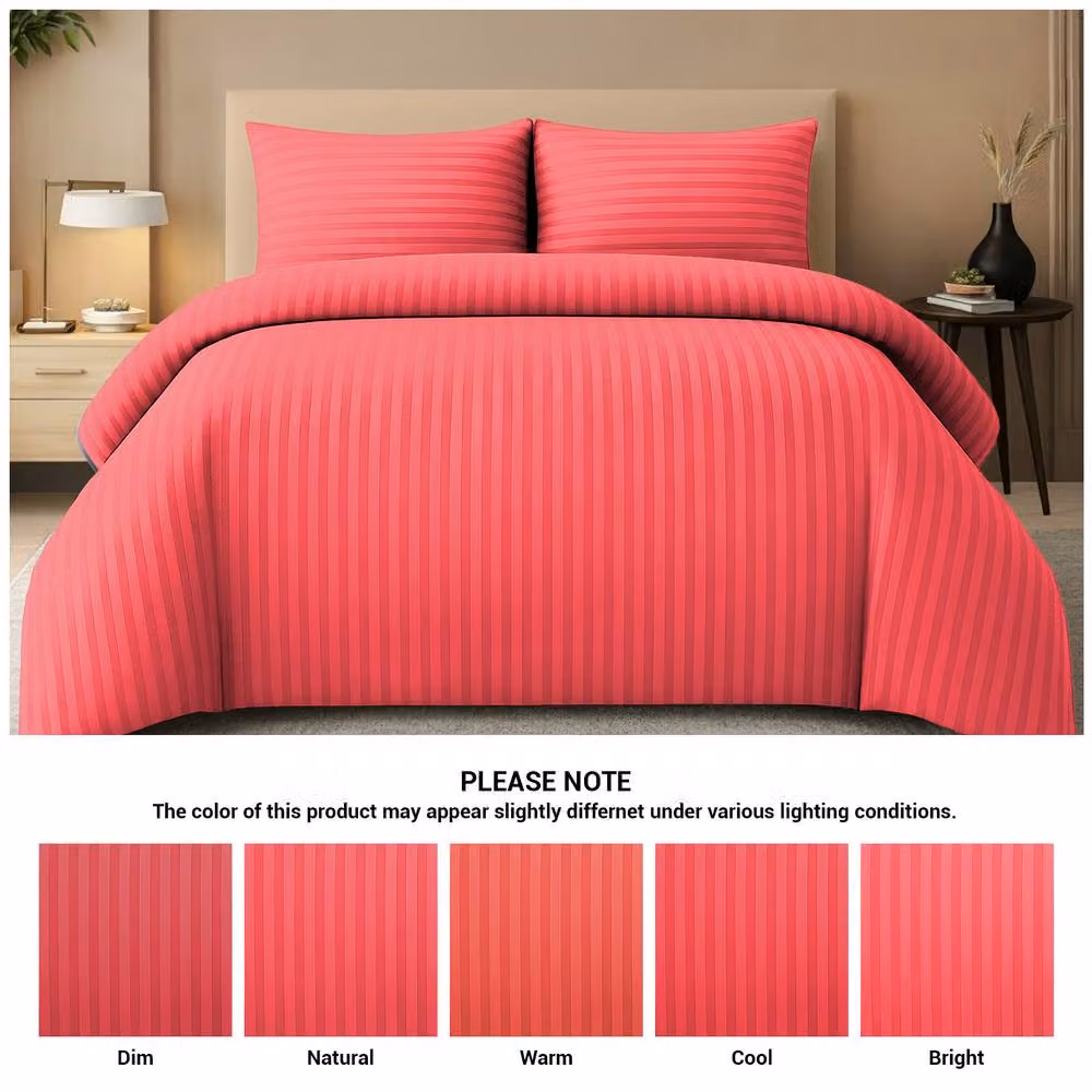 Pamposh Luxury Embossed Striped Microfibre Duvet Cover and Pillowcase Set in Red, W/D/H: 180 x 200 cm – 2