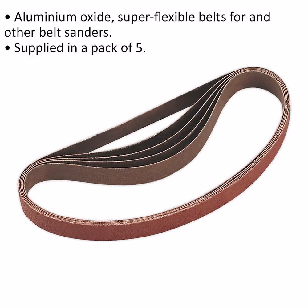 Loops 5 Pack 80 Grit Aluminium Oxide Slim Detail Sanding Belts, 20mm x 520mm – 2