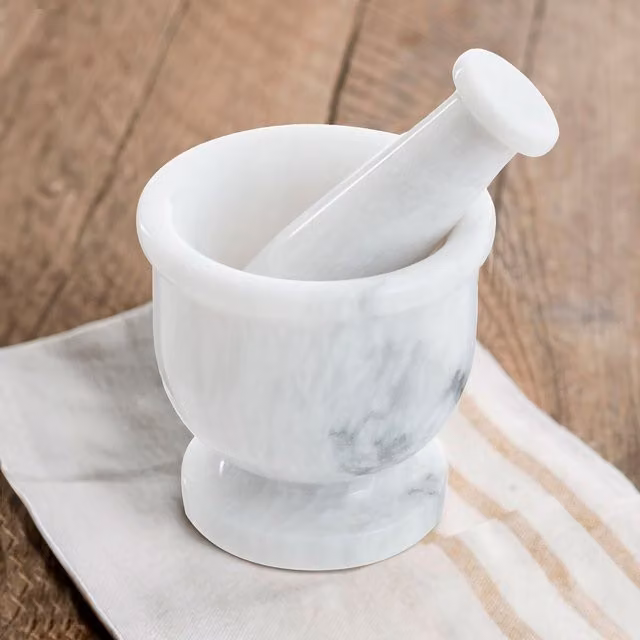 Orsina White Marble Mortar and Pestle Set with Non-Slip Base, W/D/H: 10 x 10 x 10 cm – 2