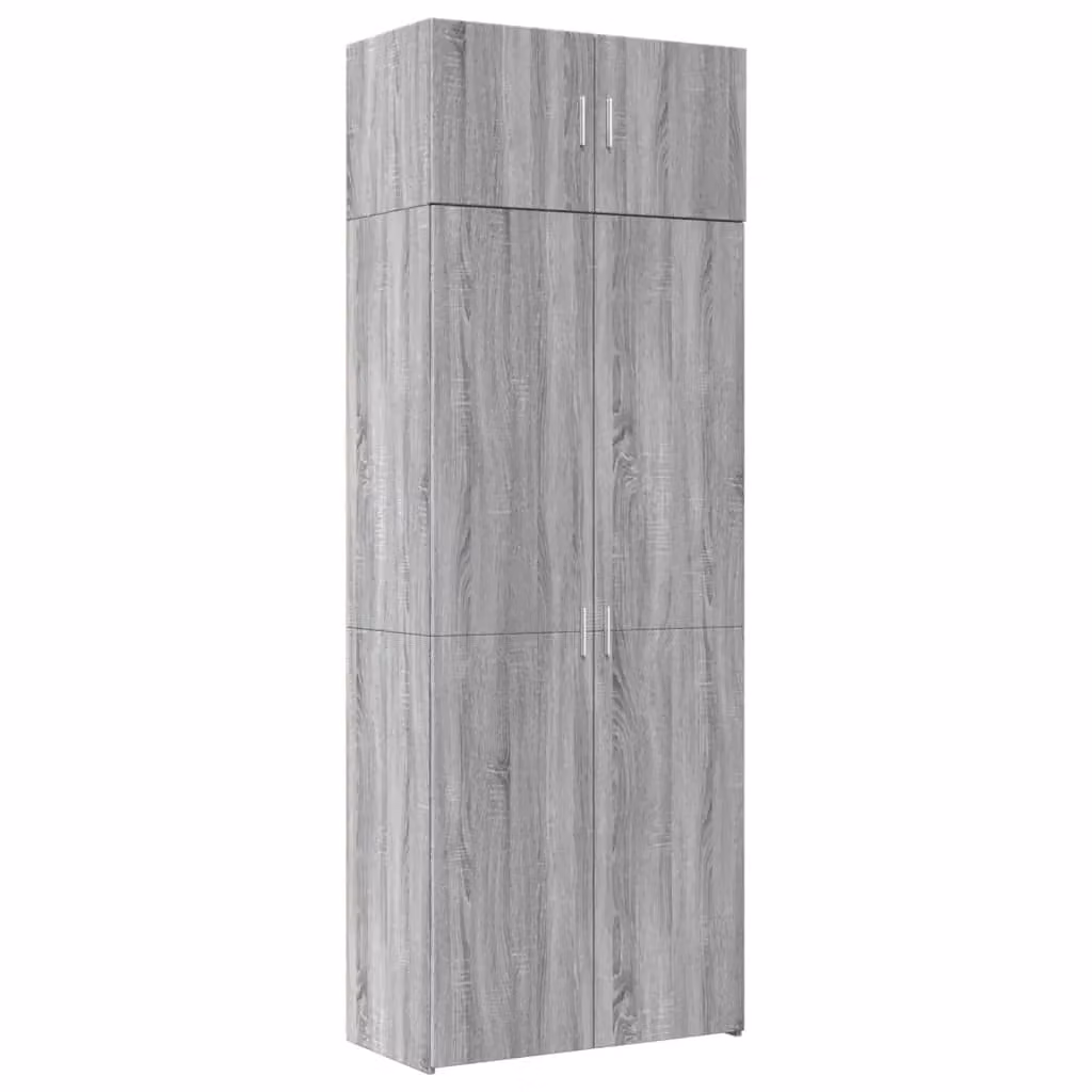 Berkfield Home Grey Sonoma Wall Mounted Storage Cabinet with Hinged Doors, W: 80 cm, D: 42.5 cm, H: 225 cm
