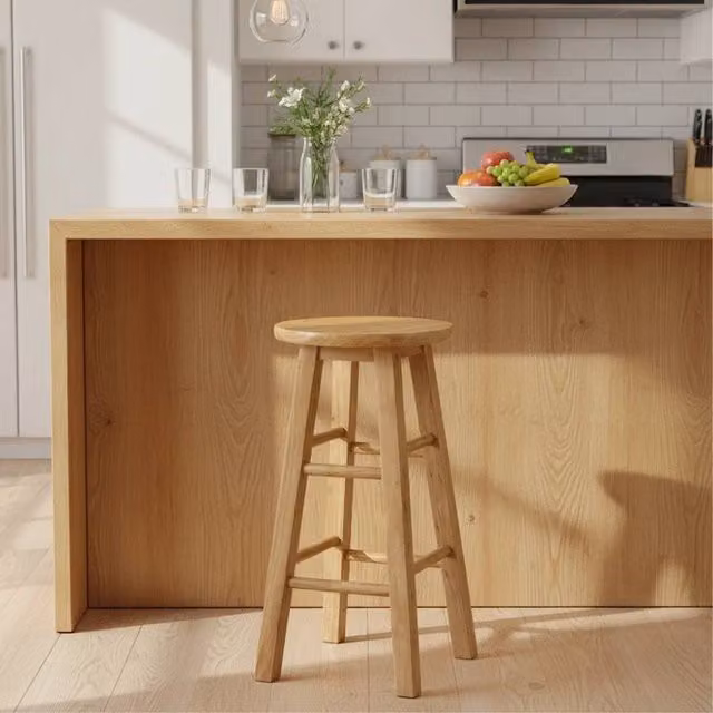 EONLION Wooden Bar Stool in Brown, Height: 100 cm – 1