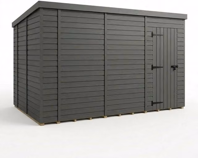 Buttercup Farm Grey Composite Pent Garden Shed with Single Door and No Windows W/D/H: 426.72 x 305 x 210 cm