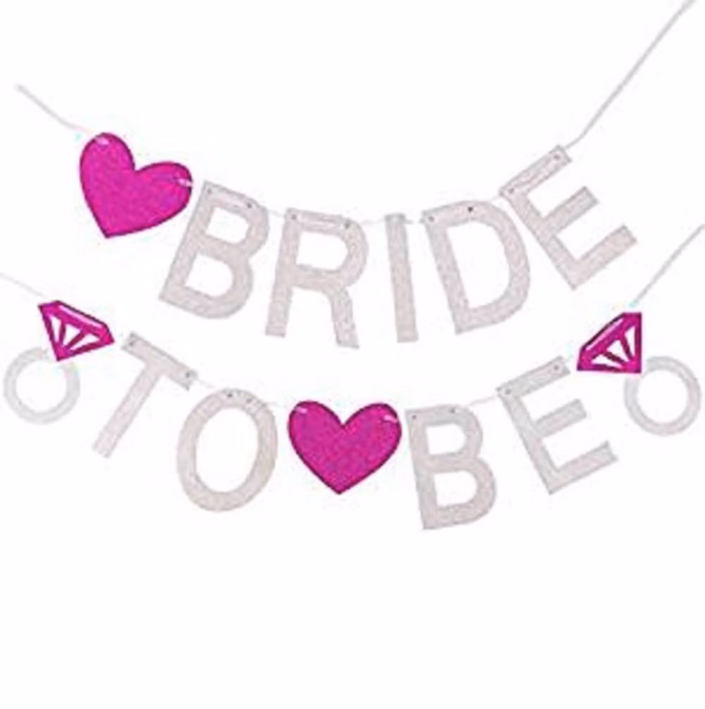 LARANGE Bride To Be Glitter Banner Silver Hen Party Celebration Garland, Length: 152.4 cm – 2
