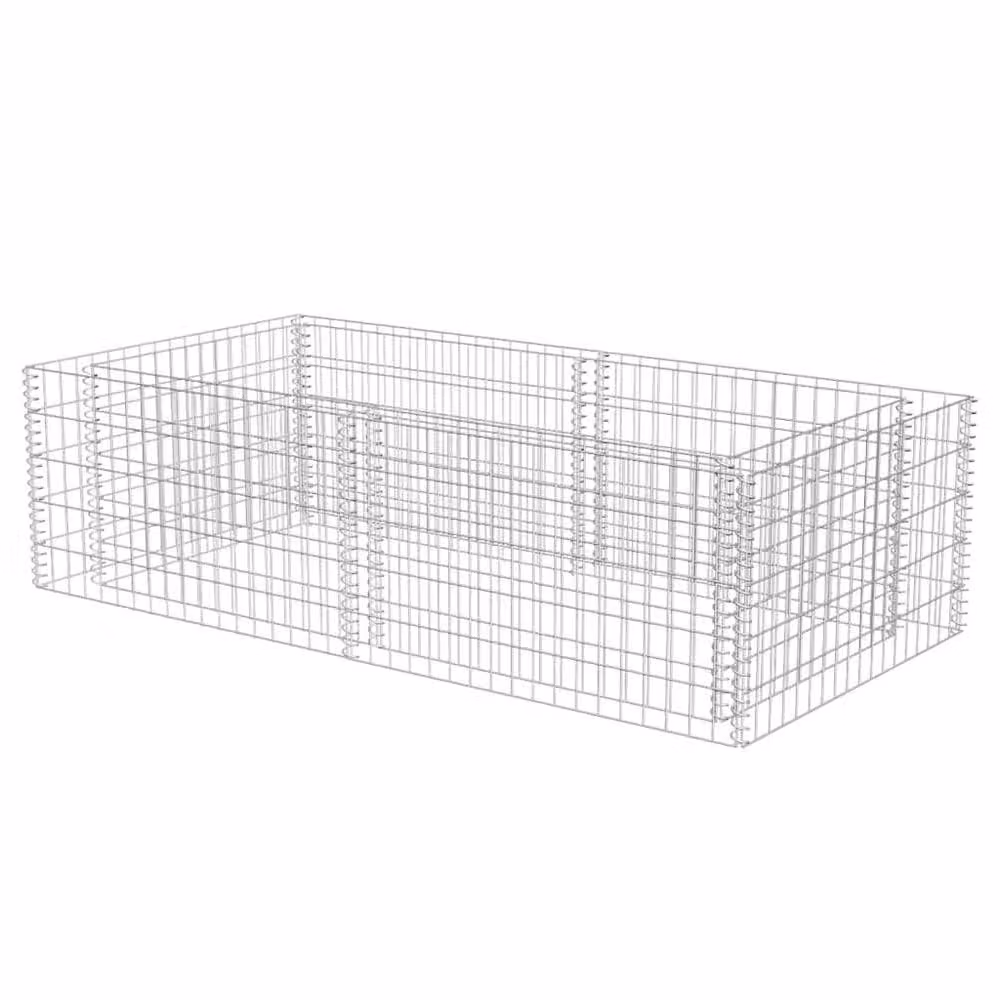 Berkfield Home Durable Galvanised Steel Gabion Planter in Silver, W/D/H: 180 x 90 x 50 cm – 2