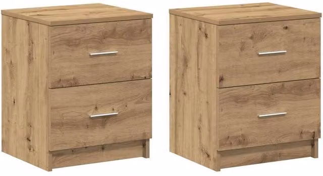 Berkfield Home Set of 2 Artisan Oak Bedside Cabinets in Brown, W/D/H: 40 x 36 x 50 cm – 1