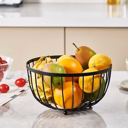 Ornami Black Metal and Wood Salad Bowl, Diameter: 25 cm – 2