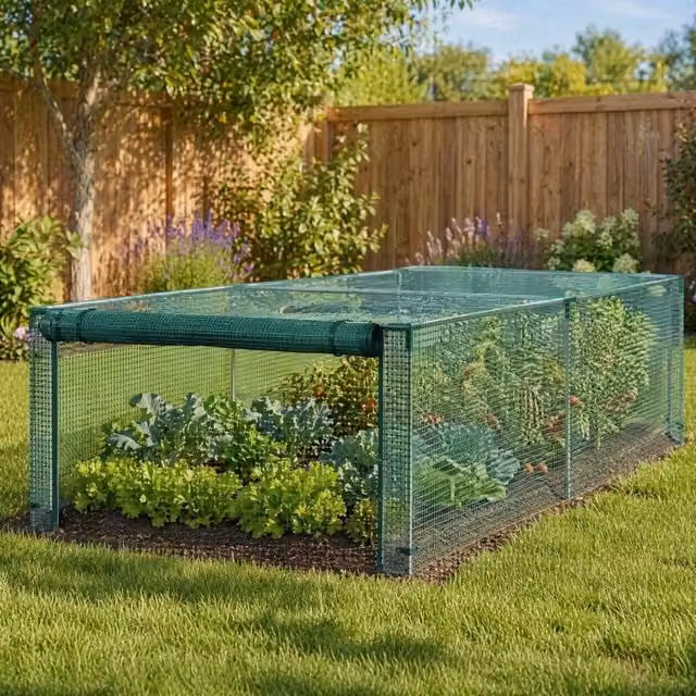 STILVORA Green Steel Plant Protection Cage with Door, W: 248 cm, H: 125 cm, D: 62.5 cm