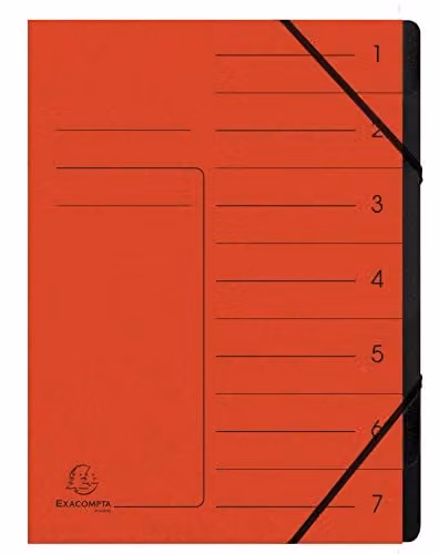 Exacompta Red Stapled Spine Multipart File with 7 Tabbed Sections for A4 Documents