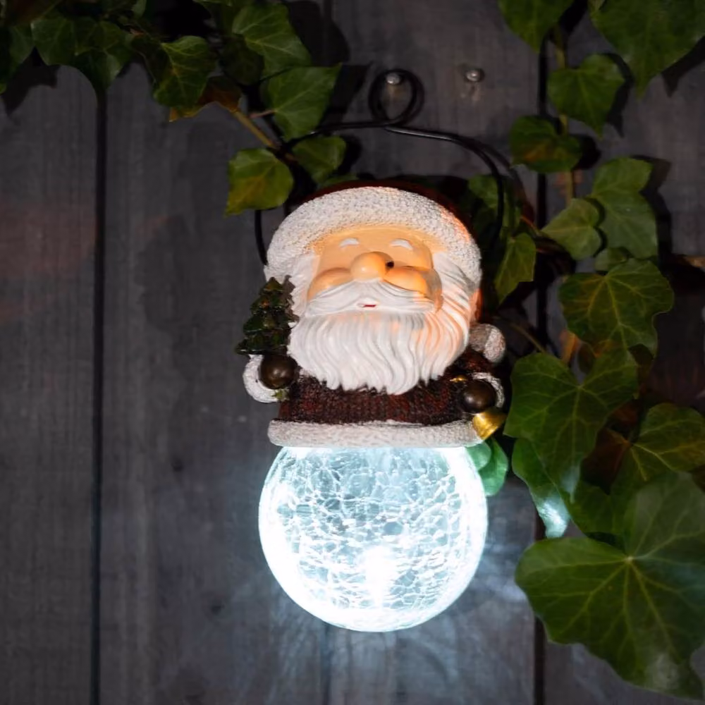 Globrite Santa Crackle Ball LED Christmas Solar Hanging Light in White and Multicolour – 2