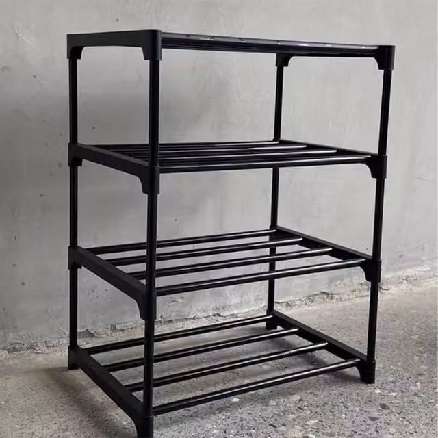 Kelvenix 4-Tier Freestanding Shoe Rack in Matt Black – 1