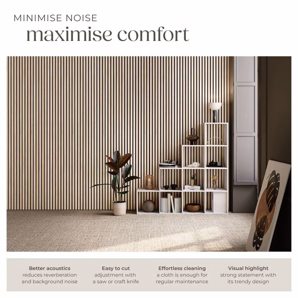 tectake Sound-Absorbing Acoustic Panels in Light Oak Wood Look with MDF and Textile – 2
