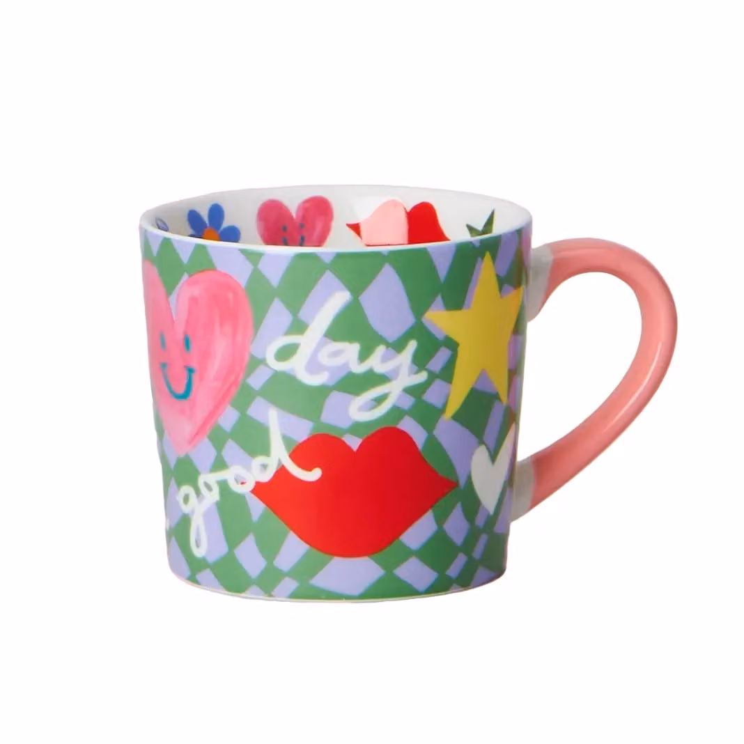 Eleanor Bowmer Today Will Be A Good Day Bone China Mug in Multicolour