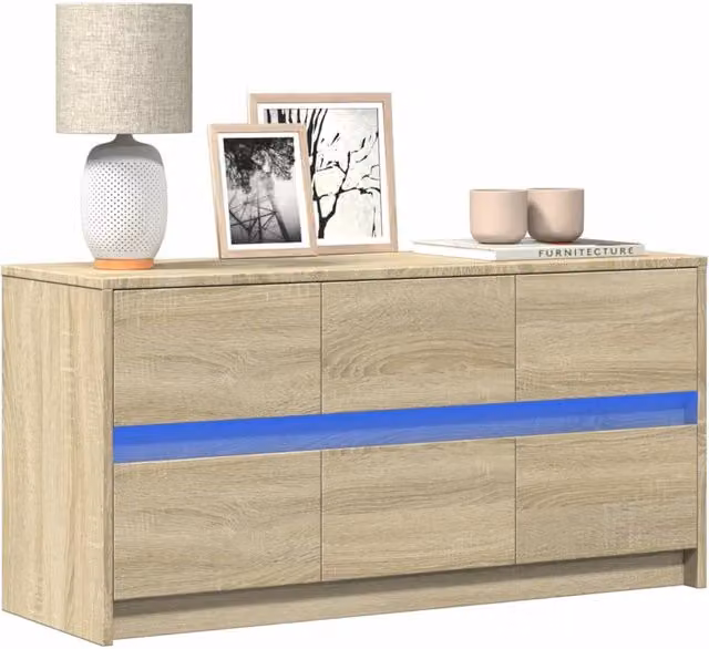 Berkfield Home Modern TV Cabinet with LED in Sonoma Oak Brown, W/D/H: 100 x 34 x 50 cm – 1