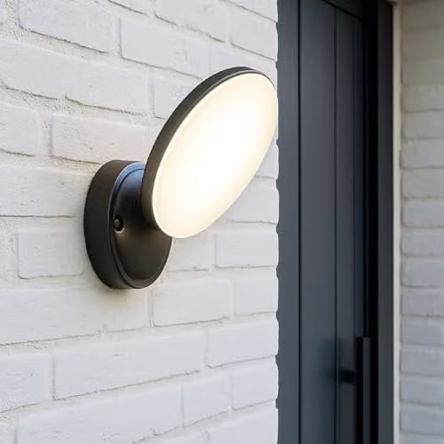 CGC Lighting Ezra Slim Round Black LED Outdoor Wall Light, 10W, 1000lm, 4000k Natural White