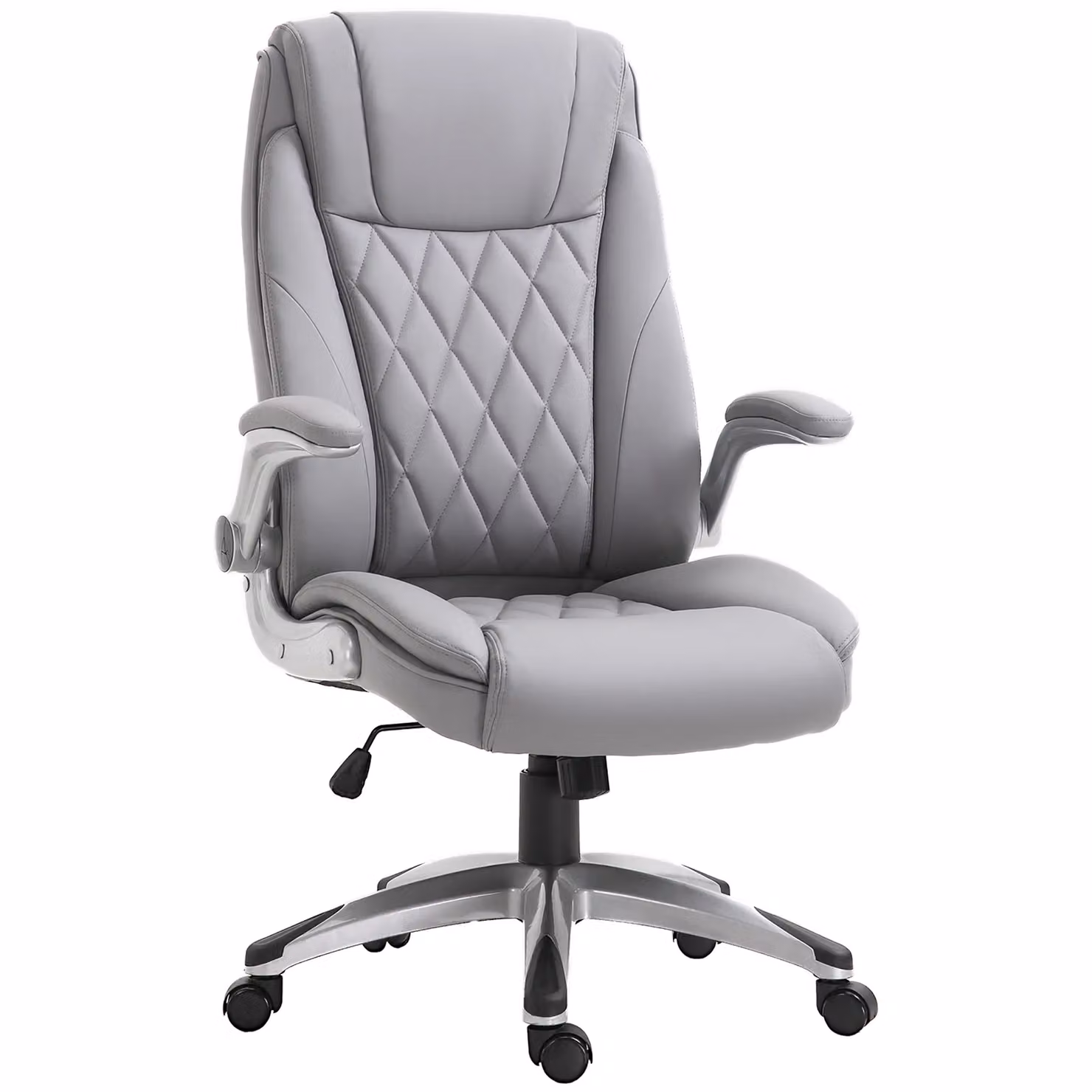 VINSETTO Grey Synthetic Leather Executive Office Chair with Adjustable Headrest and 360 Degree Swivel – 2