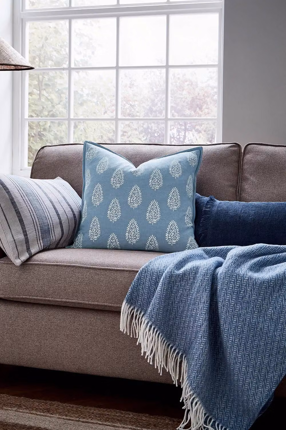 Murmur Ida Square Cotton Cushion in Blue, W/D/H: 50 x 50 x 50 cm – 2