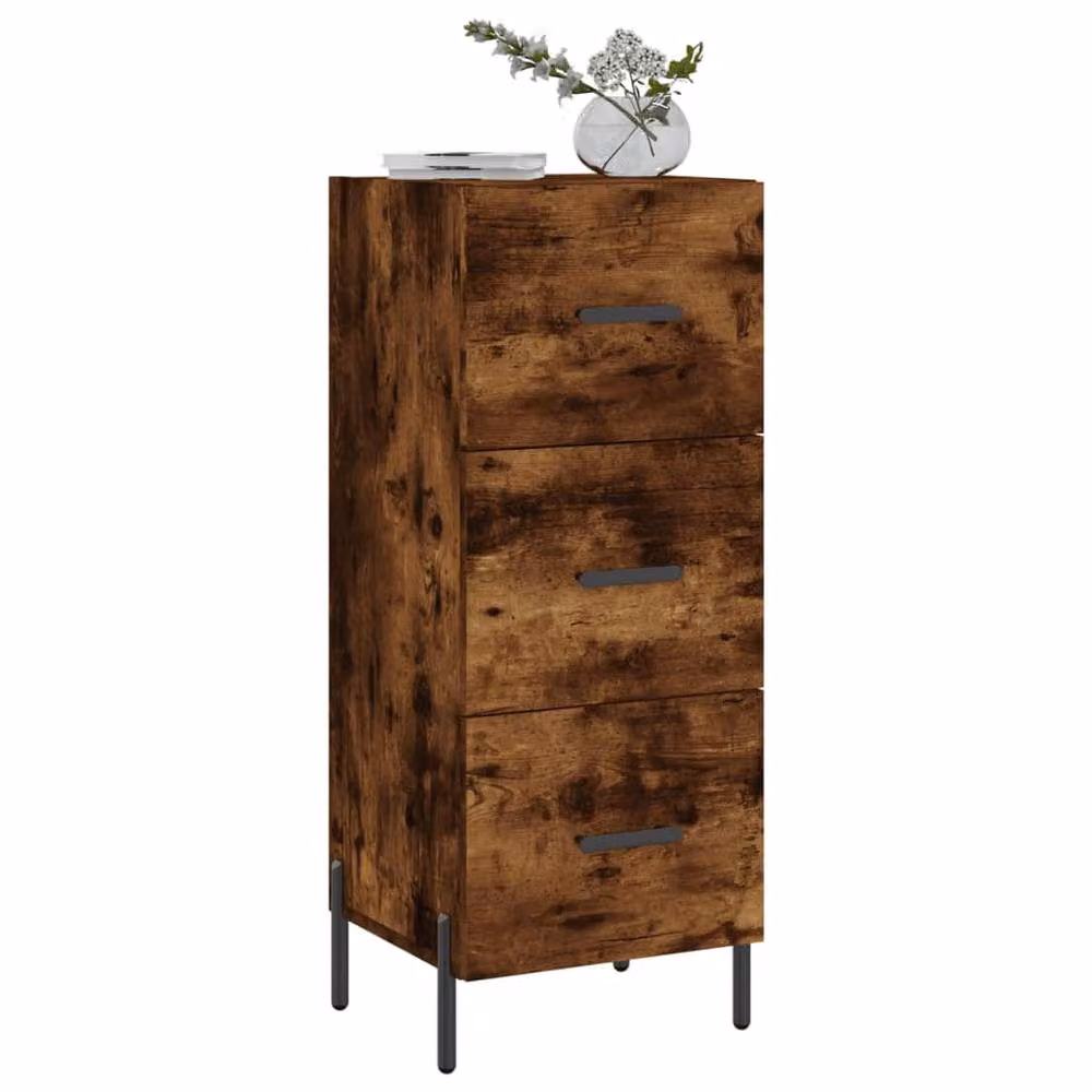 Berkfield Home Modern Smoked Oak Sideboard in Brown, W/D/H: 34.5 x 34.0 x 90.0 cm – 3
