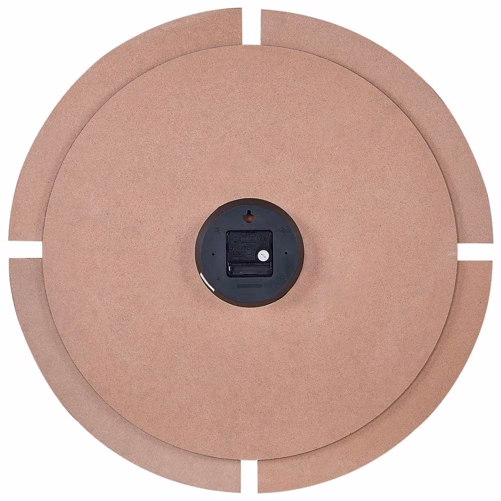 Wyld and Coco Everwood Minimalist Round Analog Wall Clock in Brown and Black, Diameter: 60 cm – 3