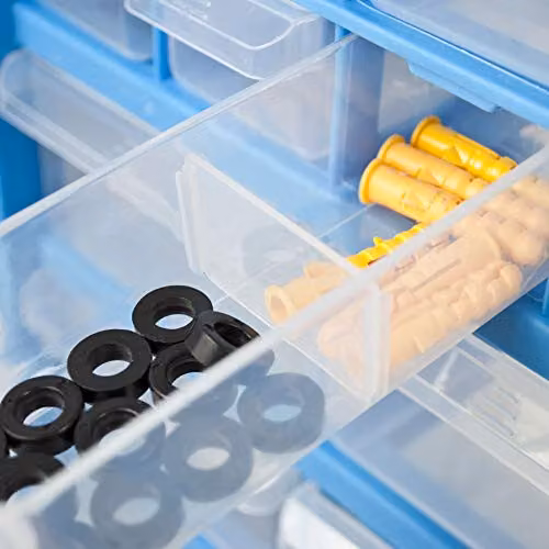 TekBox DIY Storage Organiser Unit with 60 Drawers in Blue – 5