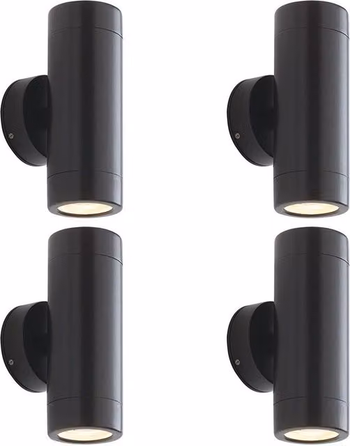 Loops 4 Pack Up & Down Twin Outdoor Wall Light in Satin Black with 2 x 7W LED GU10 – 1