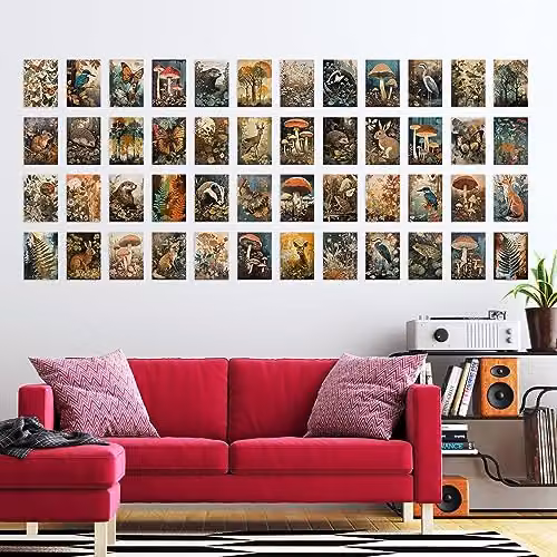 Artery8 50 Piece Earthy Wild Nature Botanical Collage Kit, Multicolour Rustic Aesthetic Wall Art Prints, W: 15 cm, H: 10 cm – 2