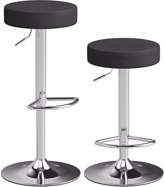 NESTLUNE Set of 2 Height Adjustable Black Metal Bar Stools – 1
