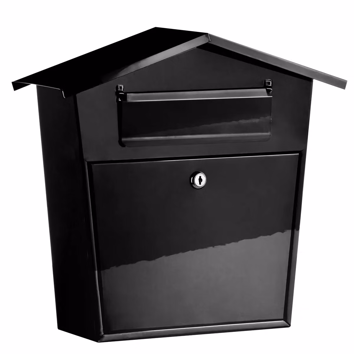 Orsina Black Steel Enamel Wall Mounted Tapered Letterbox W/D/H: 38 x 37 x 14 cm – 2