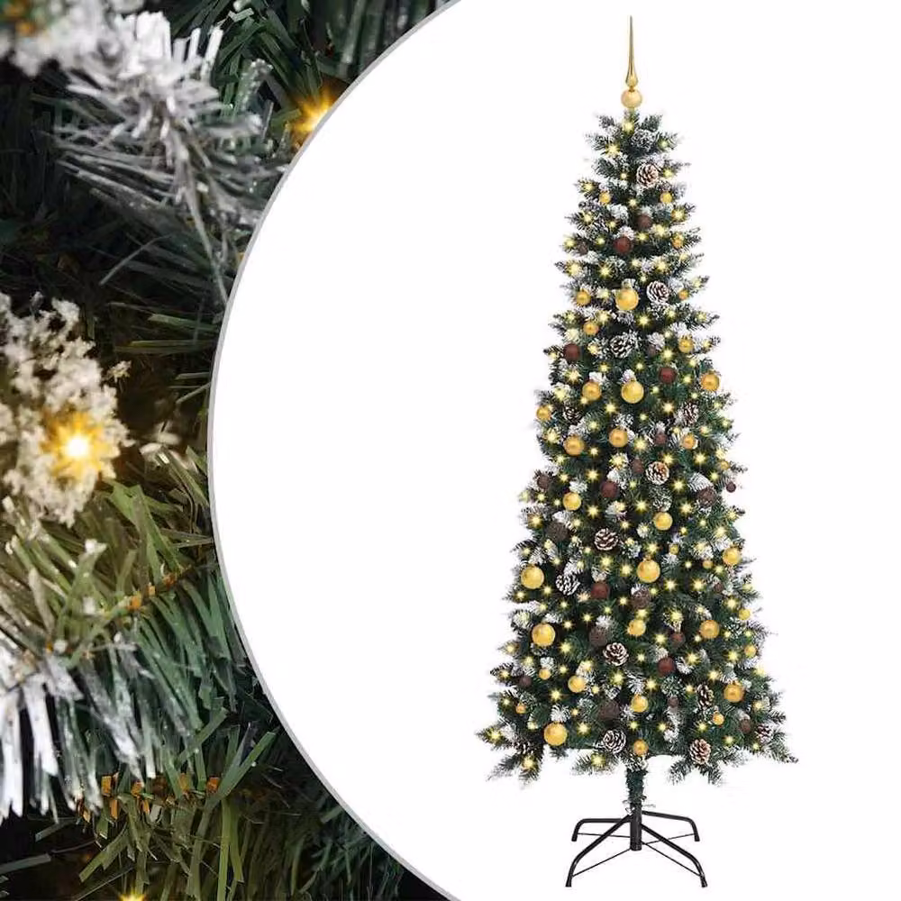Berkfield Home Artificial Christmas Tree with 300 LEDs, Green, W/D/H: 86 x 86 x 210 cm – 2