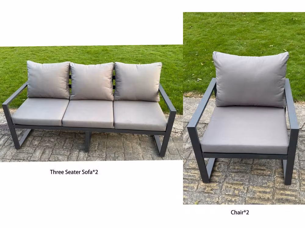Fimous 8-Seater Aluminum Patio Set with Lifting Table and 2 Chairs in Matt Dark Grey – 2
