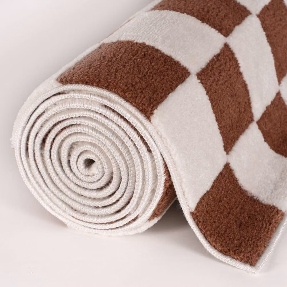 THE RUGS Loft Checkered Soft Pile Area Rug, Terracotta, W: 80 cm x L: 150 cm – 6