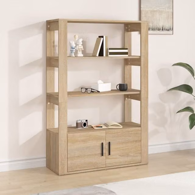 Berkfield Home Sonoma Oak Sideboard in Brown, W/D/H: 80 x 30 x 119.5 cm