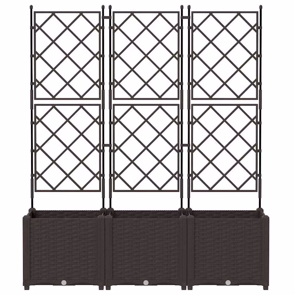 Berkfield Home Garden Planter with Trellis, 3 Piece Set, Brown, W/D/H: 120 x 40 x 143 cm – 4