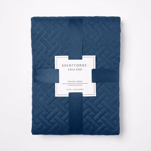 OHS Geometric Blue Quilted Pinsonic Throw Blanket, W: 200 cm, D: 240 cm – 1