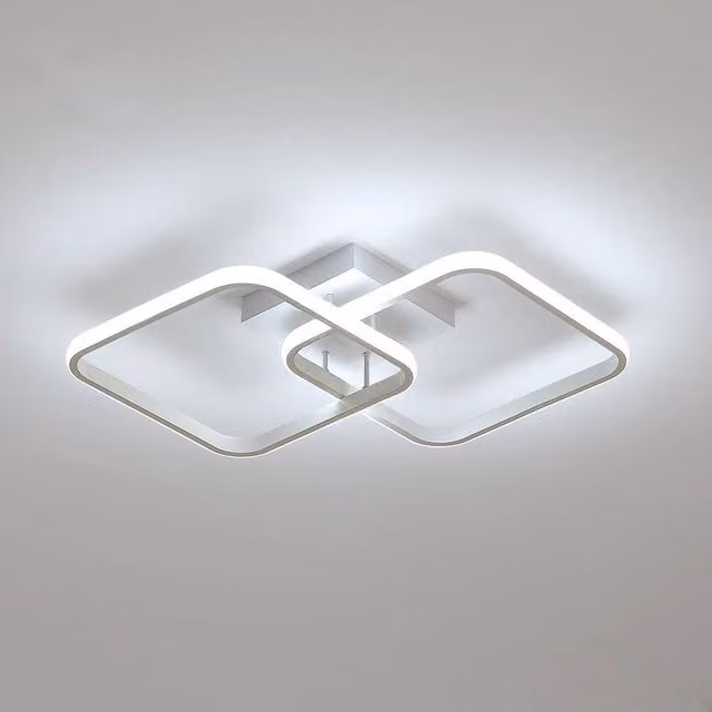 Pheashine Modern Square LED Ceiling Light, White, 59 x 59 x 3.9 cm, 42W, 6500K Cool White