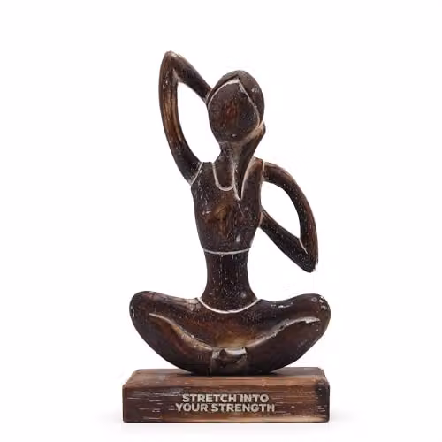 Serenityy Wooden Yoga Lady Antique in Dark Brown